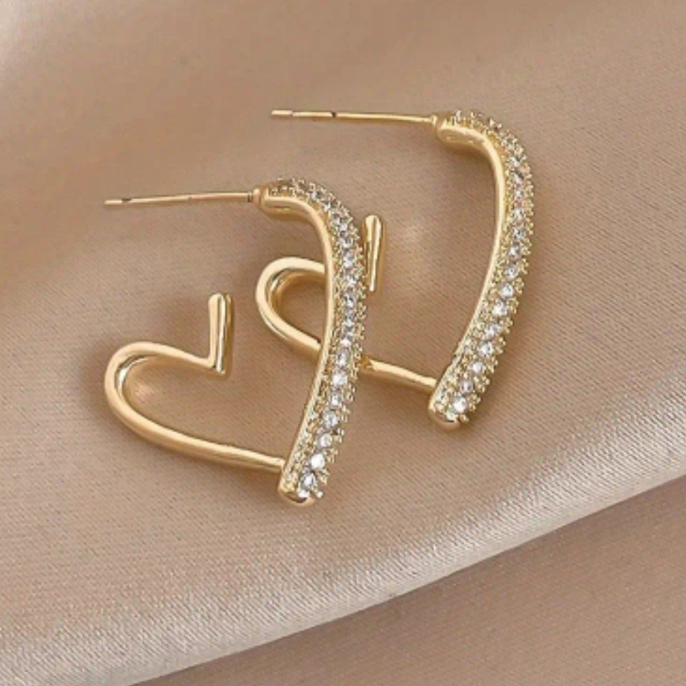 18k Gold Plated Heart Design Hoop Earrings